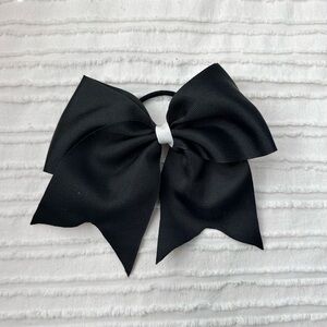 Black Hair Bow with White Accent for Girls